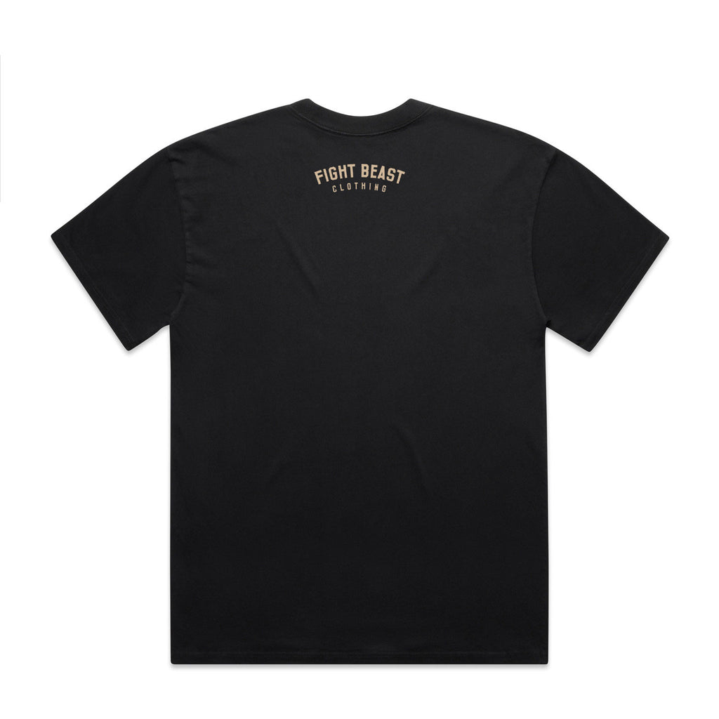 Fight Beast Lux Heavyweight Tee - Khaki Ink w/ Back Hit